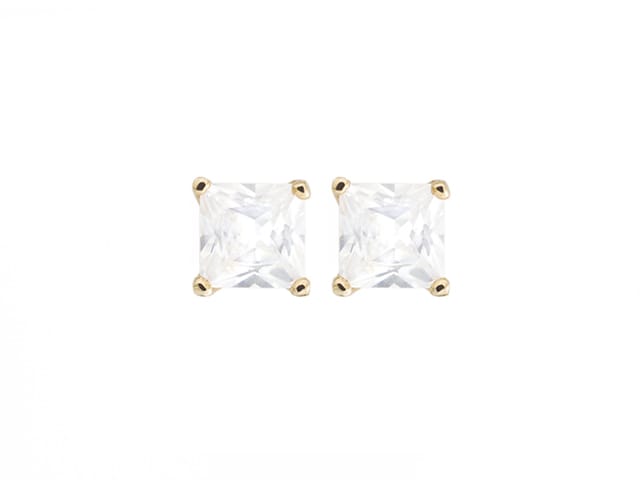 EARRINGS CUBIC ZIRCONIA GP SQUARE 3MM