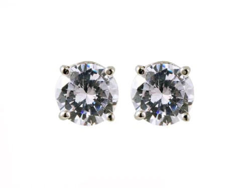 EARRINGS CUBIC ZIRCONIA ROUND 4MM