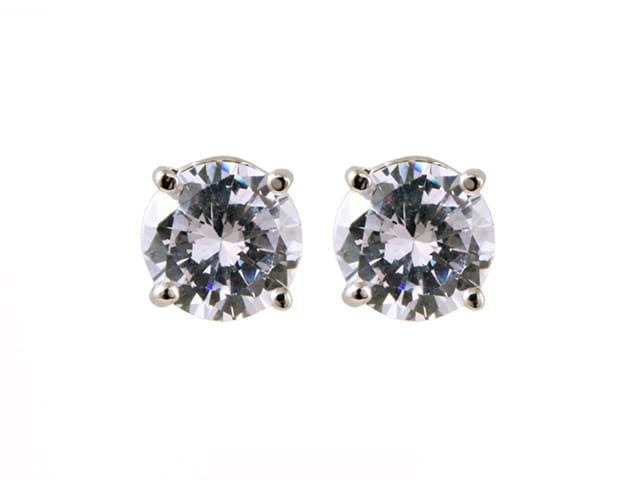 EARRINGS CUBIC ZIRCONIA ROUND 4MM