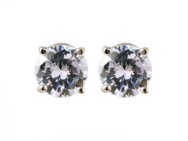EARRINGS CUBIC ZIRCONIA ROUND 5MM