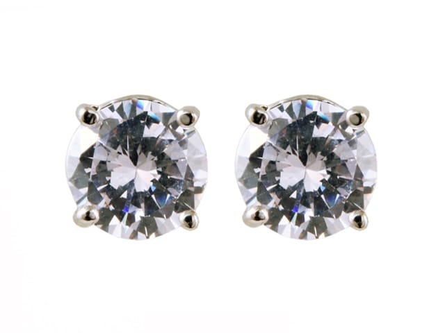 EARRINGS CUBIC ZIRCONIA ROUND 6MM