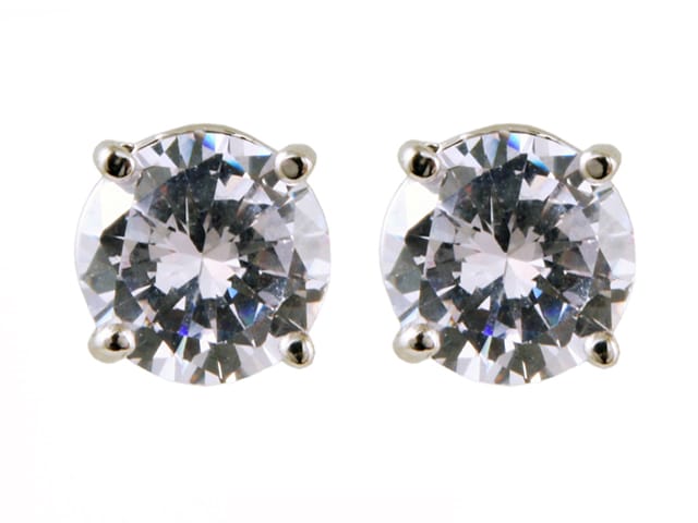 EARRINGS CUBIC ZIRCONIA ROUND 7MM