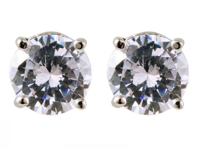 EARRINGS CUBIC ZIRCONIA ROUND 8MM