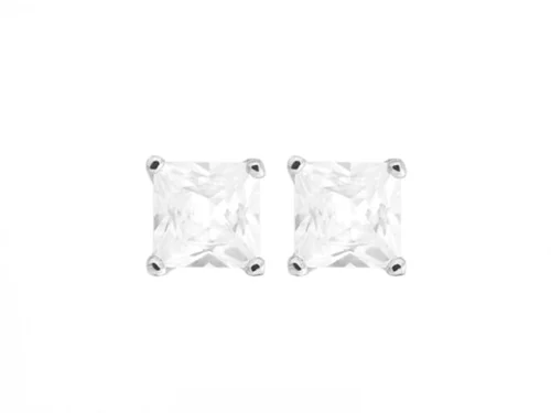 EARRINGS CUBIC ZIRCONIA SQUARE 4MM