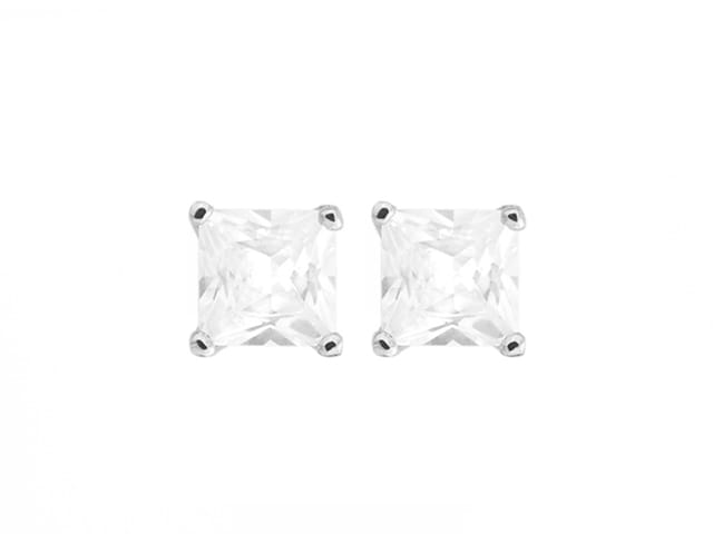 EARRINGS CUBIC ZIRCONIA SQUARE 4MM