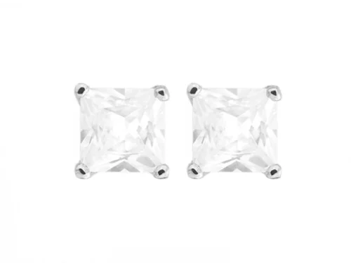 EARRINGS CUBIC ZIRCONIA SQUARE 6MM
