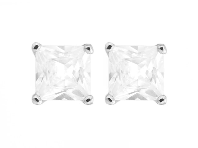 EARRINGS CUBIC ZIRCONIA SQUARE 7MM