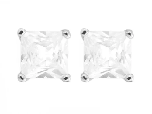 EARRINGS CUBIC ZIRCONIA SQUARE 8MM