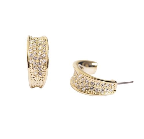 STEEL SAPPHIRE EARRINGS CRYSTAL HOOP GP