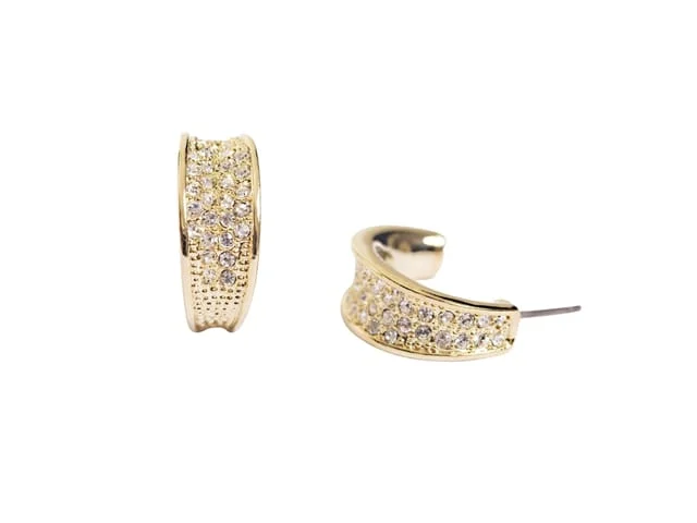 STEEL SAPPHIRE EARRINGS CRYSTAL HOOP GP