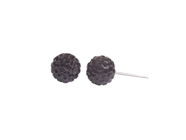 STEEL SAPPHIRE EARRINGS GLITTER BALL 6MM JET BLACK