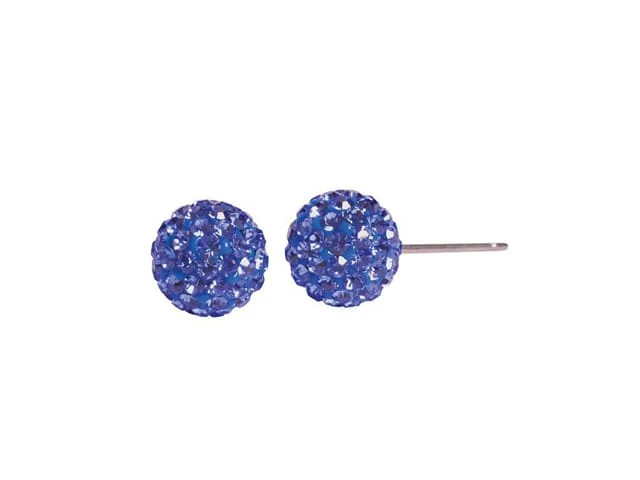 STEEL SAPPHIRE EARRINGS GLITTER BALL 6MM SAPPHIRE