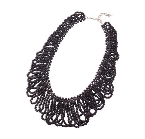 STEEL SAPPHIRE NECKLACE LOOP BEAD BLACK