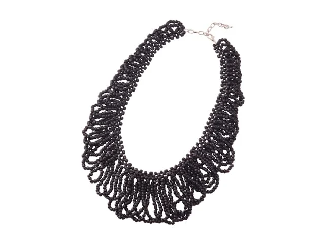 STEEL SAPPHIRE NECKLACE LOOP BEAD BLACK