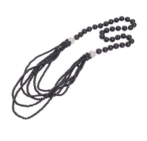 STEEL SAPPHIRE NECKLACE VERSATILE PEARL 4 IN 1 BLACK