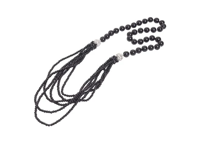 STEEL SAPPHIRE NECKLACE VERSATILE PEARL 4 IN 1 BLACK