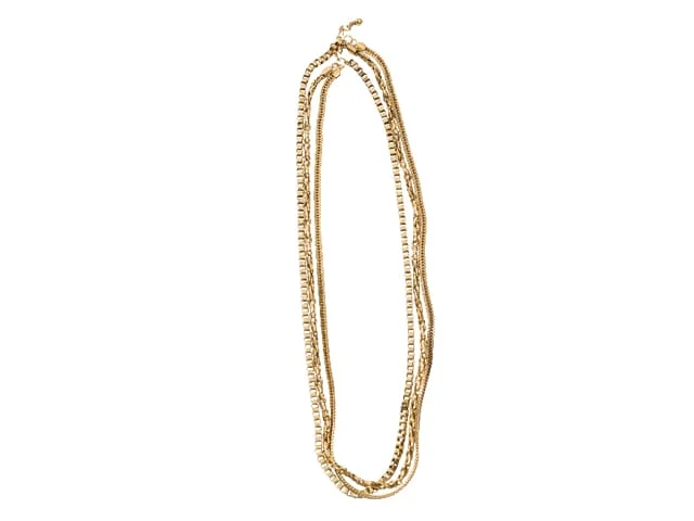 STEEL SAPPHIRE NECKLACE LONG MULTI CHAIN ANTIQUE GP