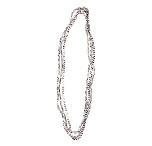 STEEL SAPPHIRE NECKLACE LONG MULTI CHAIN ANTIQUE RP