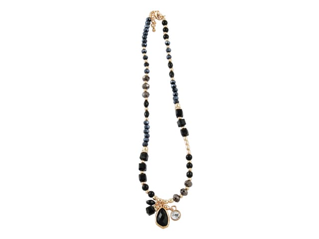 STEEL SAPPHIRE NECKLACE EVA BLACK/CRYSTAL