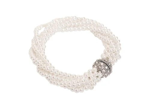 STEEL SAPPHIRE BRACELET PEARL MAGNETIC CLASP CREAM