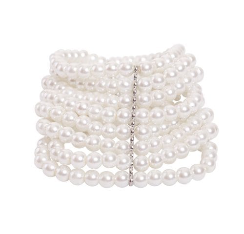 STEEL SAPPHIRE BRACELET PEARL 8 STRING WHITE