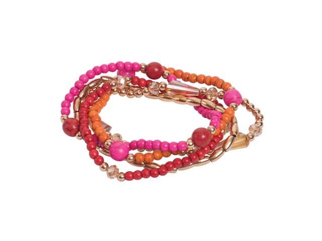 STEEL SAPPHIRE BRACELET HIP MULTI ORANGE/RED GP