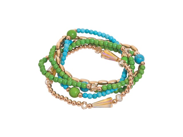 STEEL SAPPHIRE BRACELET HIP MULTI TURQUOISE/GREEN GP