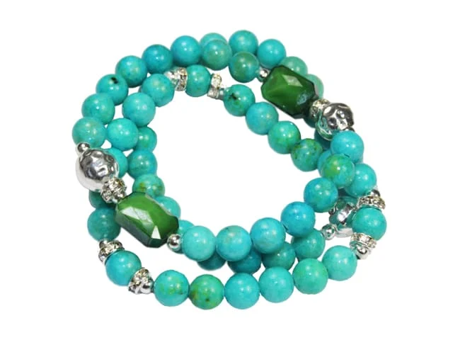 STEEL SAPPHIRE BRACELET JASPER AGATE BLUE STONE BRACELET