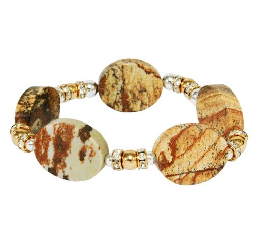 STEEL SAPPHIRE JASPER 5 STONE NATURAL BRACELET