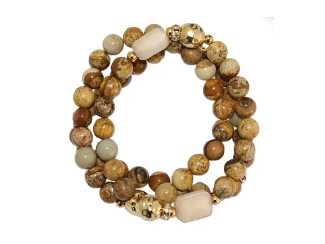 STEEL SAPPHIRE BRACELET JASPER NATURAL STONE BRACELET