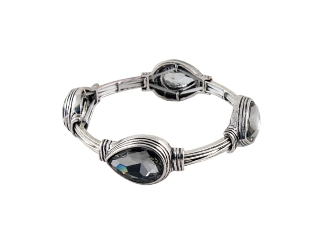 STEEL SAPPHIRE BRACELET HANNAH BLACK CRYSTAL STRETCH RH