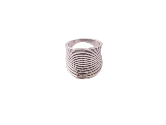 STEEL SAPPHIRE RING SILVER ANTIQUE LOOK SML