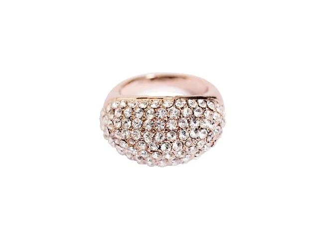 STEEL SAPPHIRE RING MULTISTONE ROSE GP SML