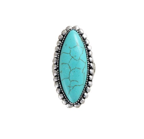 STEEL SAPPHIRE PETA STRETCH BAND TURQUOISE RING