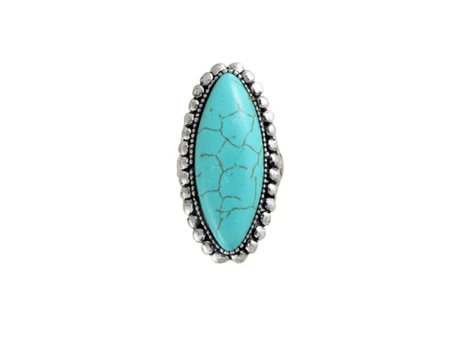 STEEL SAPPHIRE PETA STRETCH BAND TURQUOISE RING