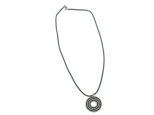 STEEL SAPPHIRE MEN'S CIRCLE PENDANT WITH LEATHER CORD SS