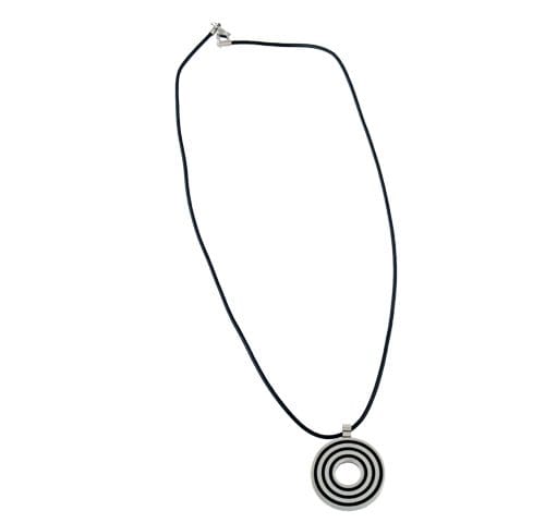STEEL SAPPHIRE MEN'S CIRCLE PENDANT WITH LEATHER CORD SS