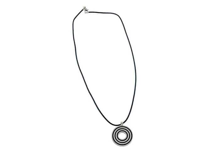 STEEL SAPPHIRE MEN'S CIRCLE PENDANT WITH LEATHER CORD SS