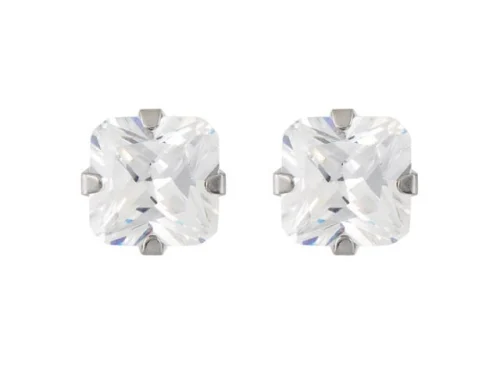 STEEL SAPPHIRE MEN'S SQUARE EARRING 6MM SS