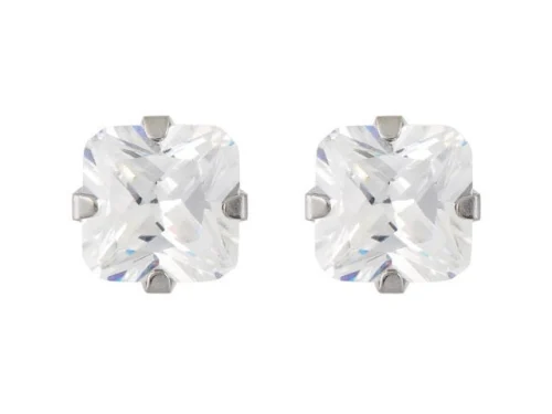 STEEL SAPPHIRE MEN'S SQUARE EARRING 7MM SS