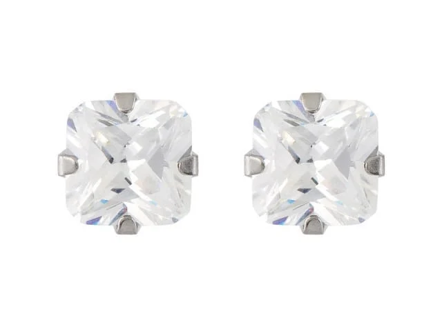 STEEL SAPPHIRE MEN'S SQUARE EARRING 7MM SS