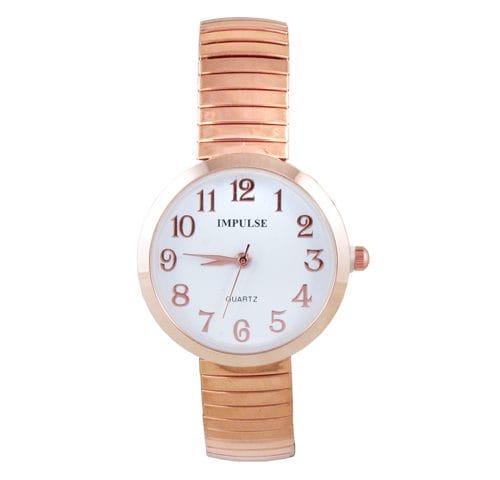 STRETCH BAND LADIES ROUND ROSE GOLD