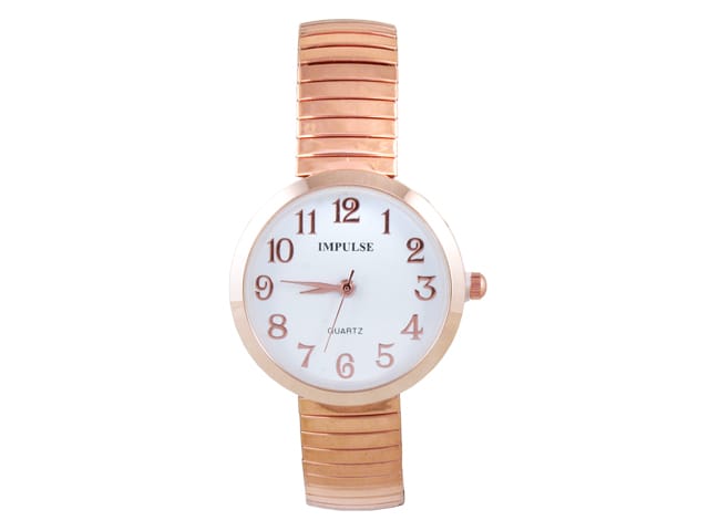 STRETCH BAND LADIES ROUND ROSE GOLD