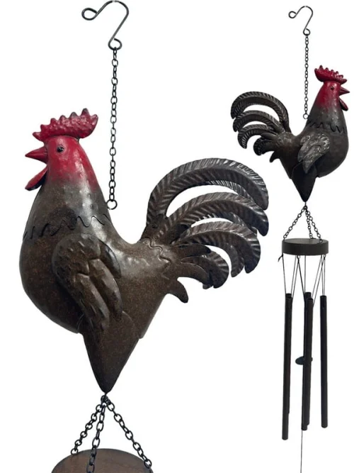 WINDCHIME METAL RUSTIC ROOSTER (BOX OF 2)